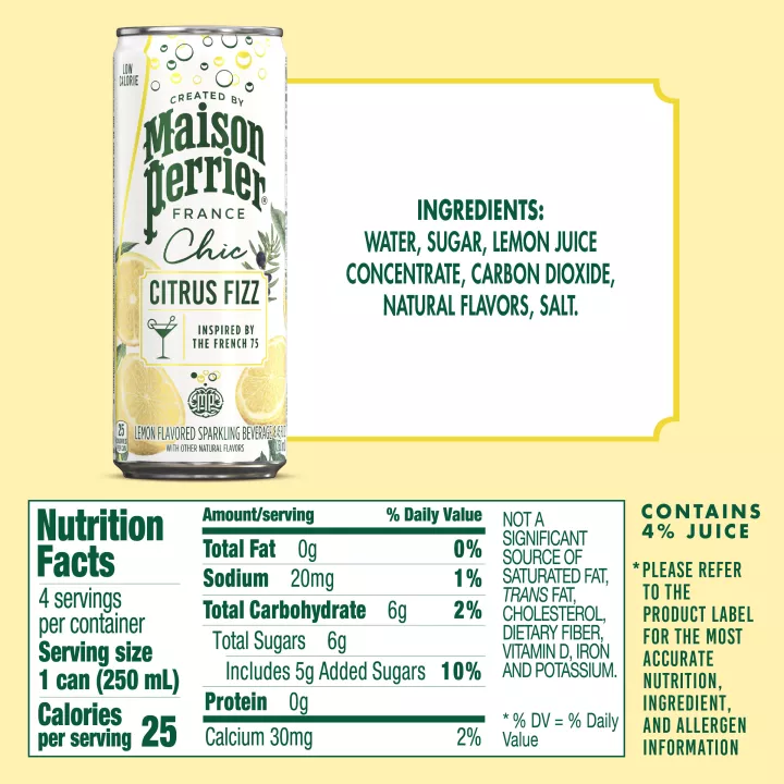 Maison Perrier Chic Citrus Fizz, 8.45 FL OZ Can (4 Count)