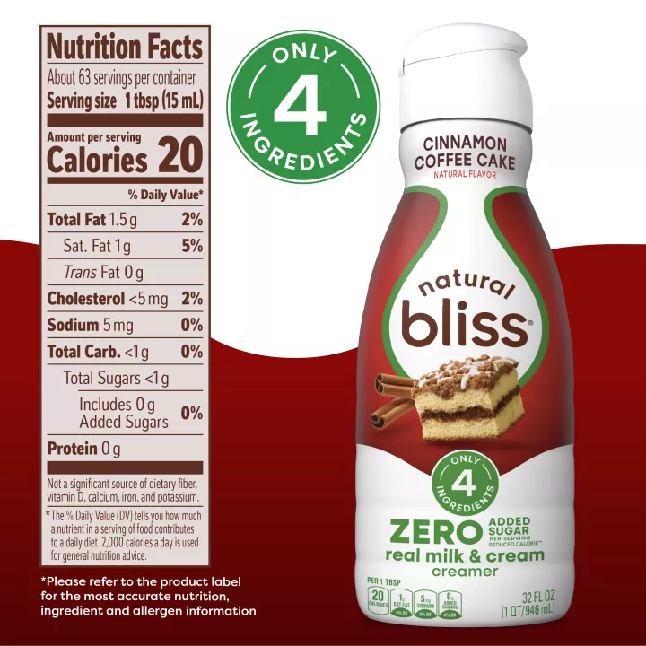 Zero Sugar Cinnamon Coffee Cake Flavored Creamer