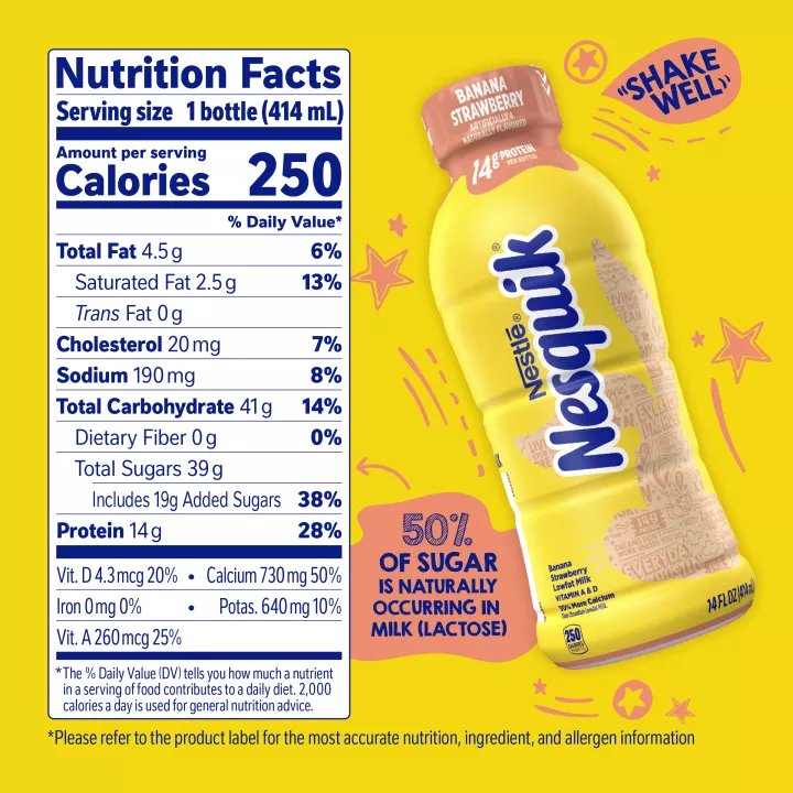 Banana Strawberry Lowfat Milk 14 fl. oz. Bottle