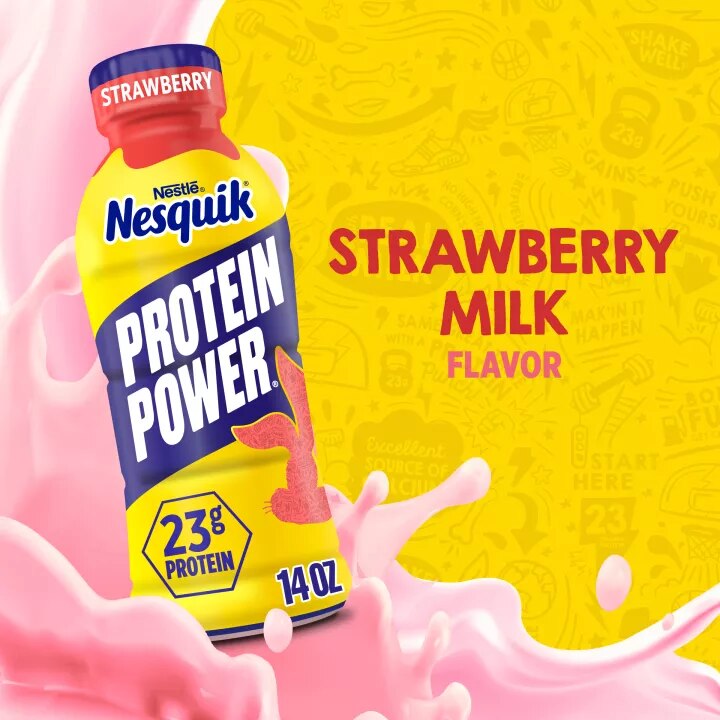 乳液・ミルク AAAIII! Nesquik Strawberry Protein Power Milk Beverage | Official NESQUIK®