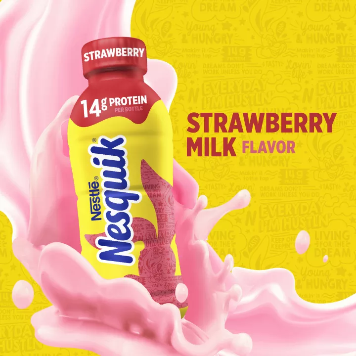 Strawberry flavored Low Fat Milk 14 fl oz | Official NESQUIK®