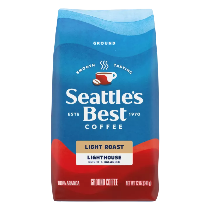 Front Center view of SEATTLE'S BEST COFFEE Lighthouse Blend Ground Coffee 12oz Bag product.