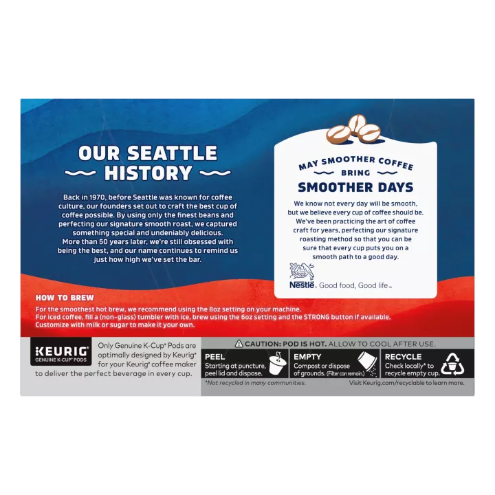 Front Left view of SEATTLE'S BEST COFFEE Portside Blend Ground Coffee K-Cup Pods 10 Count 3.7oz Box product.