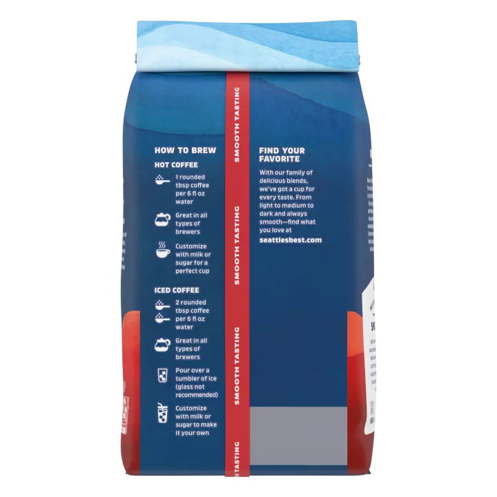 Front Left view of SEATTLE'S BEST COFFEE Portside Blend Ground Coffee 12oz Bag NET WT 12 OZ (340 g) product.