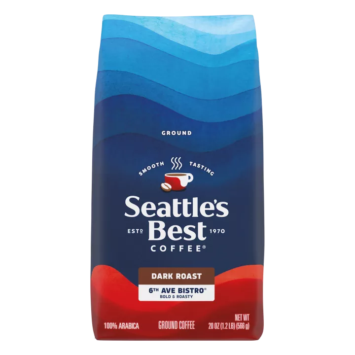 Front Center view of SEATTLE'S BEST COFFEE 6th Ave Bistro Ground Coffee 20oz Bag product.