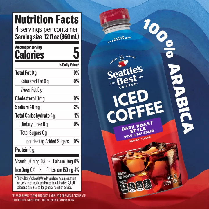 Black Unsweetened Dark Roast Style Iced Coffee