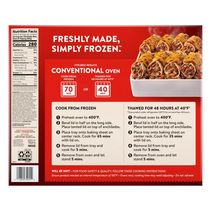 STOUFFER'S® Frozen Meal Beef Enchilada Party Size Tray 57oz