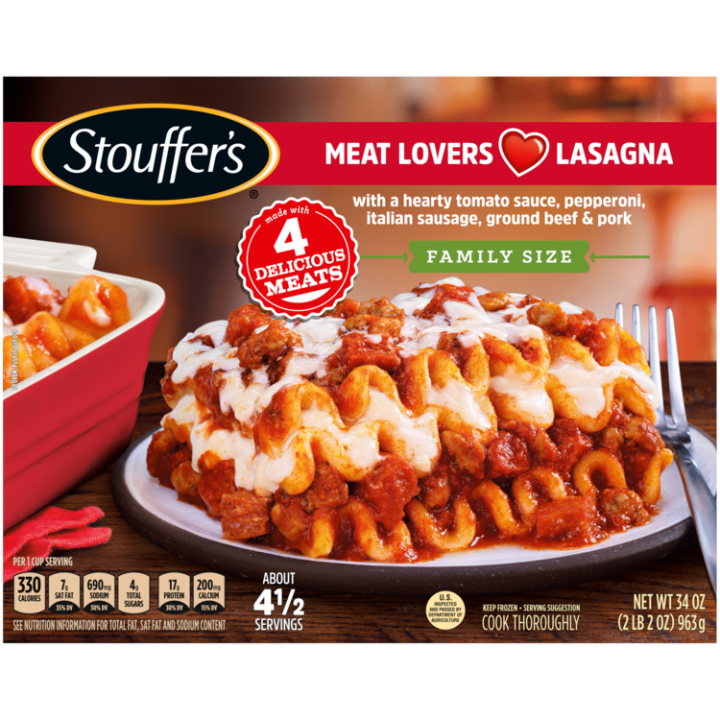 Meat Lovers Lasagna Family Size Frozen Official STOUFFER'S®