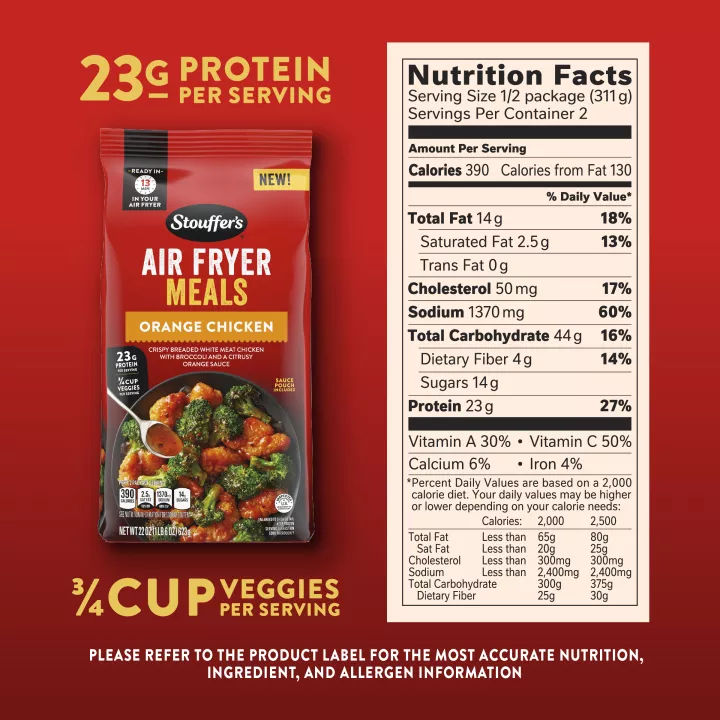 Air Fryer Orange Chicken Frozen Entrée