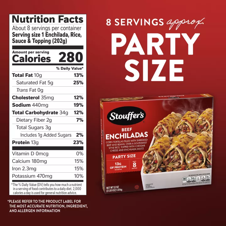 STOUFFER'S® Frozen Meal Beef Enchilada Party Size Tray 57oz