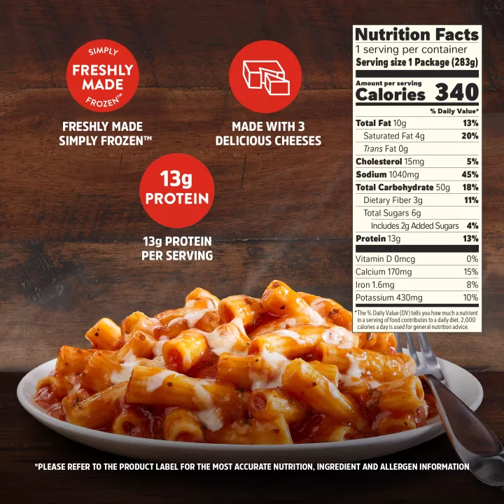 STOUFFER'S Frozen Meals Three Cheese Rigatoni with Tomato Sauce 10oz Box