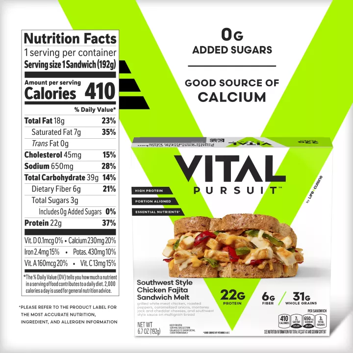 Vital Pursuit™ Southwest Style Chicken Fajita Sandwich Melt