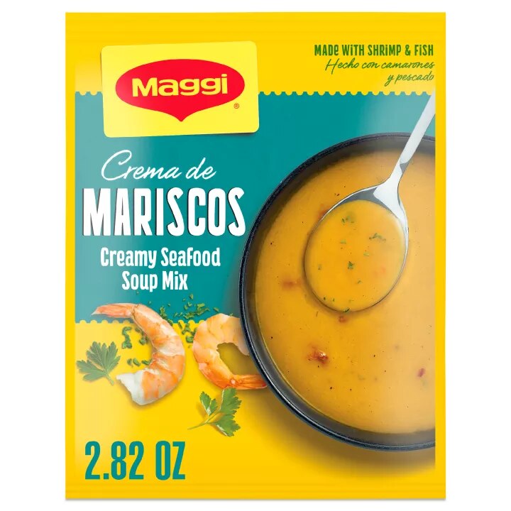 Front Center view of MAGGI Dehydrated Soup Seafood Creamy 2.28oz NET WT 2.82 OZ (80 g) product.