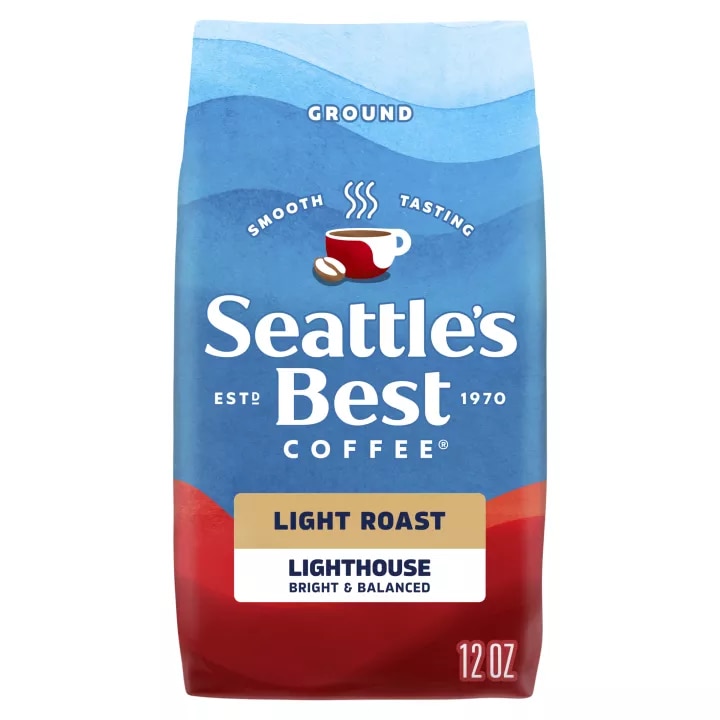 Front Center view of SEATTLE'S BEST COFFEE Lighthouse Blend Ground Coffee 12oz Bag NET WT 12 OZ (340 g) product.