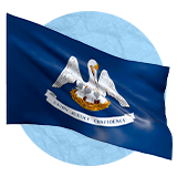 Cajun flag waving in the wind on a blue background.