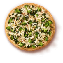 Vista aérea de Truffle Lovers Pizza pie con una sombra detrás.