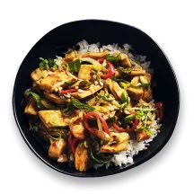 A bowl of mindful chik'n stir fry