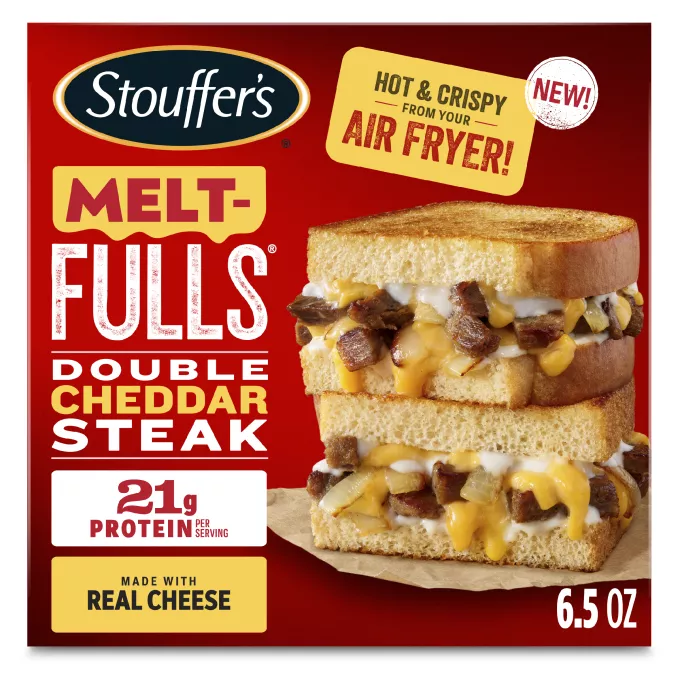 Caja de Double Cheddar Steak Melt-FULLS que lee caliente y crocante en tu freidora de aire y con queso auténtico