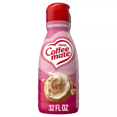 Front Center view of NESTLE COFFEE MATE Liquid Creamer Snickerdoodle 32floz Bottle 32 FL OZ (1 QT) 946 mL product.