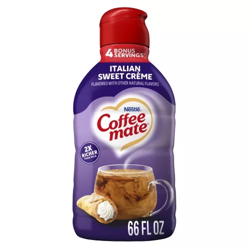 Imagen de una botella de 66 oz de Coffee mate líquido sabor Italian Sweet Cream