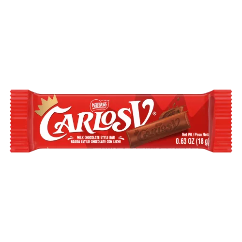 Front Center view of NESTLE CARLOS V Candy Bar Chocolate Bar 18g product.
