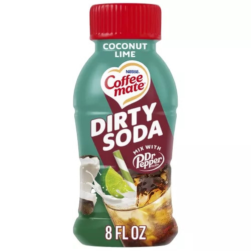 Front Center view of NESTLE COFFEE MATE Dirty Soda Liquid Creamer Coconut Lime 8floz Bottle 8 FL OZ (237 mL) product.