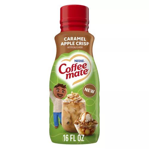 Front image of a bottle of Coffee mate Caramel Apple Crisp Liquid Coffee Creamer