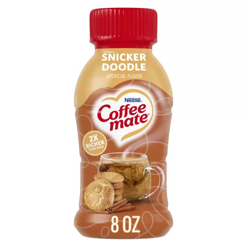 Front Center view of NESTLE COFFEE MATE Liquid Creamer Snickerdoodle 8floz Bottle 8 FL OZ (237 mL) product.