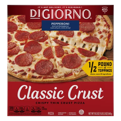 Front Center view of DIGIORNO® Classic Crust Pepperoni Pizza.