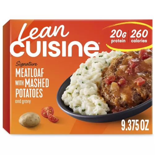 Box of Meatloaf with Mashed Potatoes with a Protein Kick label and 20g of protein badge.