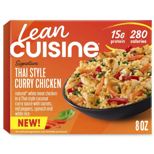 Front Center view of Lean Cuisine Thai Style Curry Chicken Frozen Meal 8oz NET WT 8 oz (226 g) product.