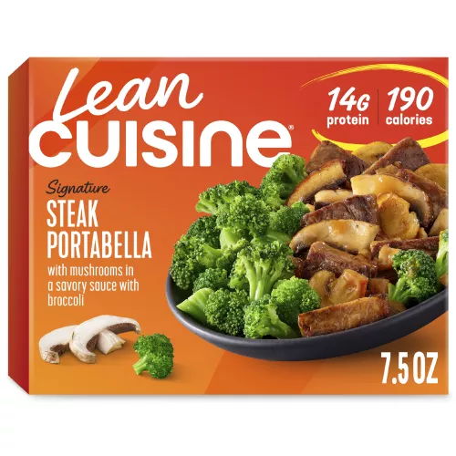 Box of Steak Portabella with a Protein Kick label and 14g of protein badge.