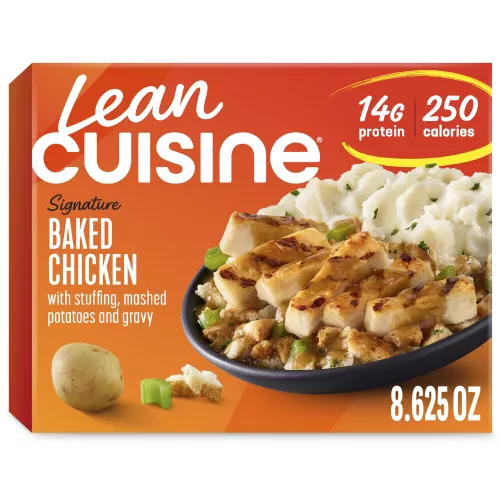 Front Center view of LEAN CUISINE Baked Chicken Frozen Entrée NET WT 8 5/8 OZ (244 g) product.