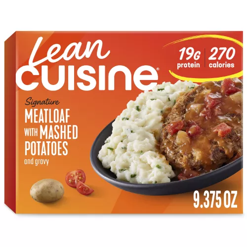 Caja de Meatloaf with Mashed Potatoes que lee Toda la energía de las proteínas y 20 g de proteína.