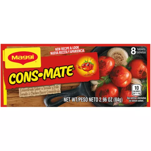 Front Center view of Maggi Consomate Tomato and Chicken Flavor Concentrate NET WT 2.96 OZ (84 g) product.