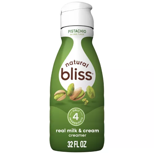 Front Center view of COFFEE MATE NATURAL BLISS Pistachio Liquid Creamer 32 fl. oz. Bottle product.