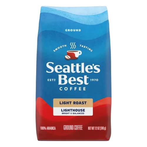 Front Center view of SEATTLE'S BEST COFFEE Lighthouse Blend Ground Coffee 12oz Bag product.