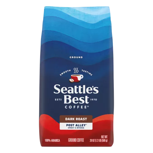 Front Center view of SEATTLE'S BEST COFFEE Post Alley Blend Ground Coffee 20oz Bag product.
