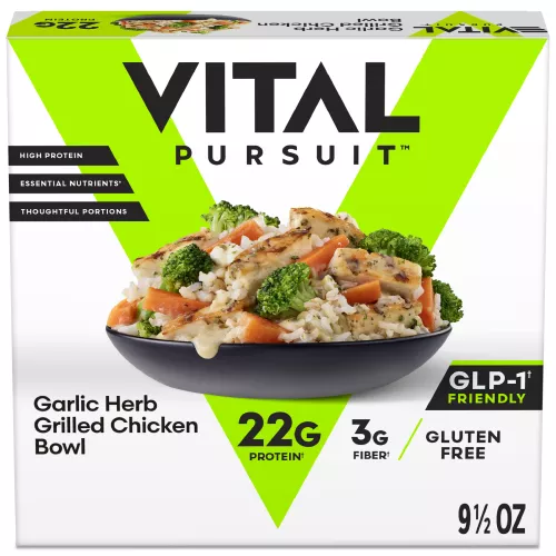 Front Center view of Vital Pursuit Garlic Herb Grilled Chicken Bowl product.