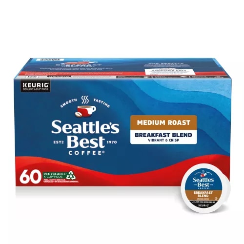 Front Center view of SEATTLE'S BEST COFFEE Breakfast Blend 60 Count Coffee Pods 21.1oz Case product.