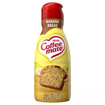 Front Center view of NESTLE COFFEE MATE Banana Bread Non-Dairy Creamer 32 oz Bottle 32 FL OZ (1 QT) 946 mL product.