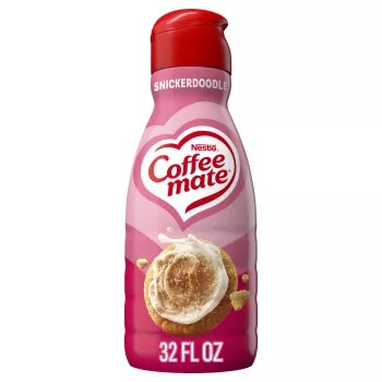 Front Center view of NESTLE COFFEE MATE Liquid Creamer Snickerdoodle 32floz Bottle 32 FL OZ (1 QT) 946 mL product.