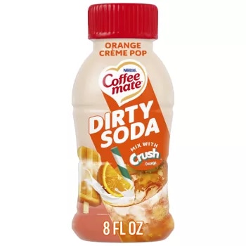 Front Center view of NESTLE COFFEE MATT Dirty Soda Liquid CreamervOrangevCream Pop 8floz Bottle 8 FL OZ (237 mL) product.