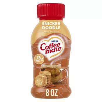 Front Center view of NESTLE COFFEE MATE Liquid Creamer Snickerdoodle 8floz Bottle 8 FL OZ (237 mL) product.