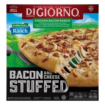 Front Center view of DiGiorno Hidden Valley Ranch Stuffed Crust Chicken Bacon Ranch 12inch Frozen Pizza 21.9oz product.