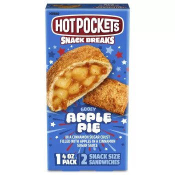 Front Center view of NESTLE HOT POCKETS Frozen Snack Breaks Apple Pie 4oz Carton NET WT 4 oz (113 g) product.