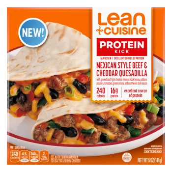 Front Center view of Lean Cuisine Loaded Beef Taco Quesadilla NET WT 5 oz (141 g) product.