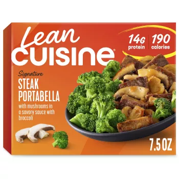 Box of Steak Portabella with a Protein Kick label and 14g of protein badge.