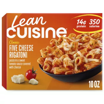 Front Center view of Lean Cuisine Five Cheese Rigatoni Frozen Entrée 10oz NET WT 10 oz (283 g) product.
