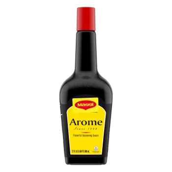 Front view of packaging for MAGGI Arôme Seasoning 800ml with a bright yellow label that reads Arôme.